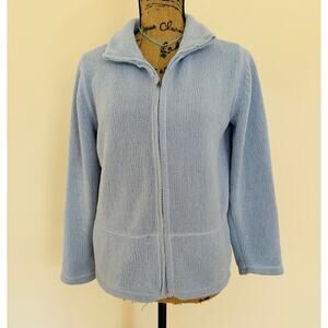 J. Jill Womens Powder Blue Chenille Full Zip Cozy Soft Sweater Jacket Size Small